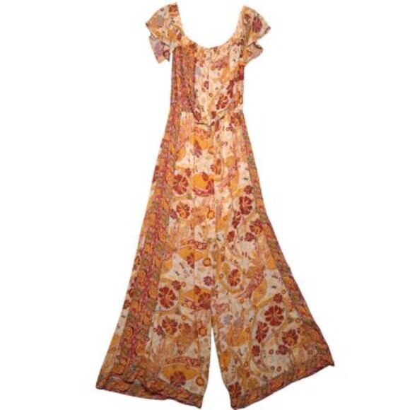 Free People Carmen Off-the-Shoulder Jumpsuit in Golden Gate - Picture 2 of 7